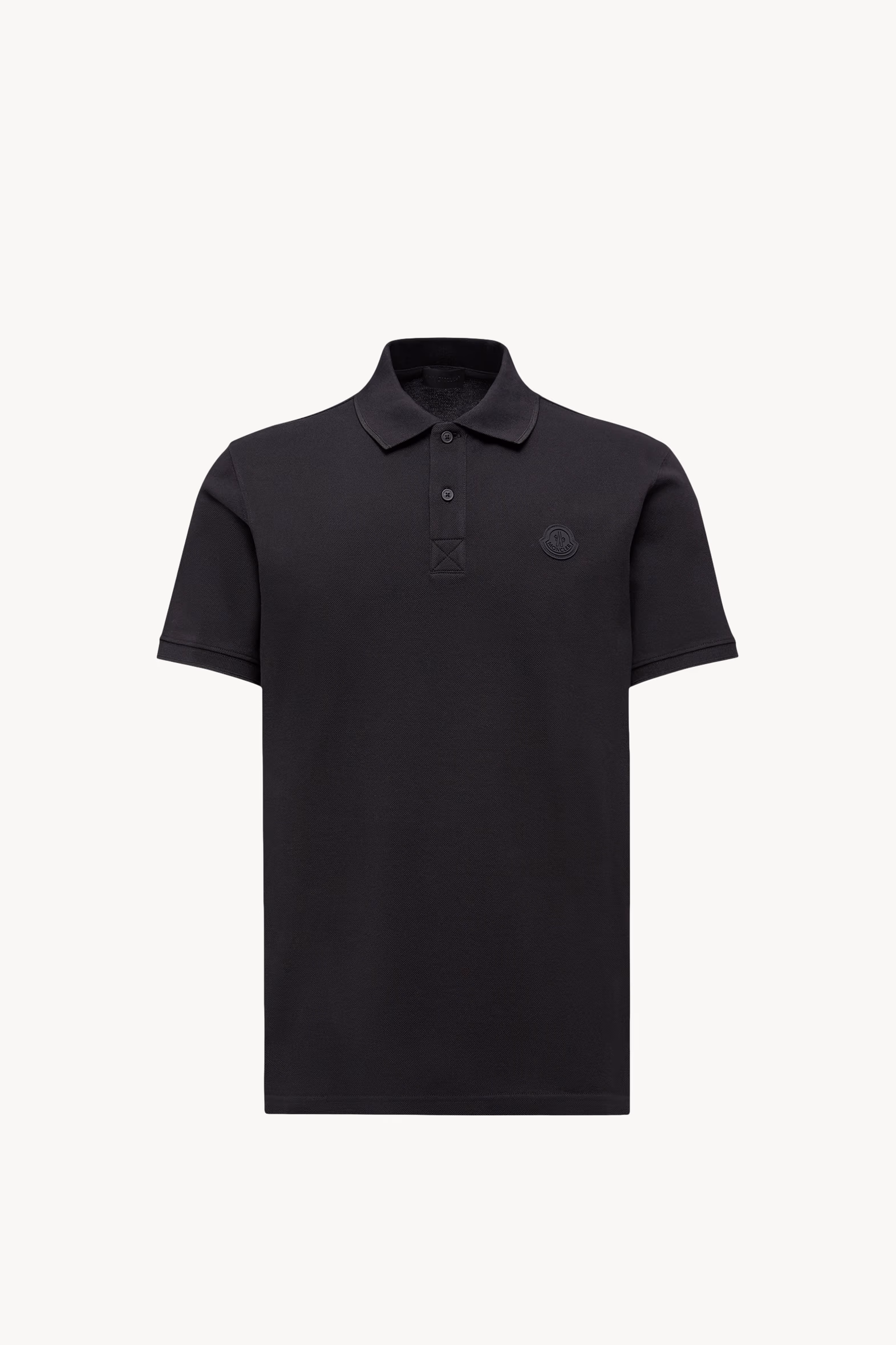 Logo Cotton Piquet Polo Shirt Men Black Moncler 2